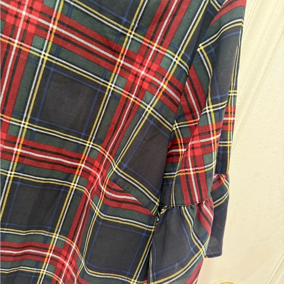 Jcrew Tartan Plaid Ruffle Sleeve Top - Picture 4 of 5